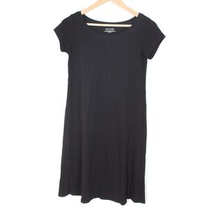 NWT Eileen Fisher XXS Black Cap Sleeve Organic Cotton Stretch Jersey Dress